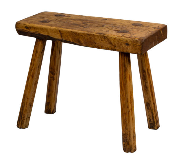 istock Brown wooden chair stool isolated on white background 1436154441