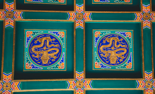 Colorful Dragon Ceiling Longevity Hill Buddha Tower Summer Palace Beijing China Dragon sign symbol of emperor