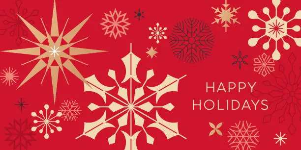 Vector illustration of Modern Holiday, Christmas Snowflake Card