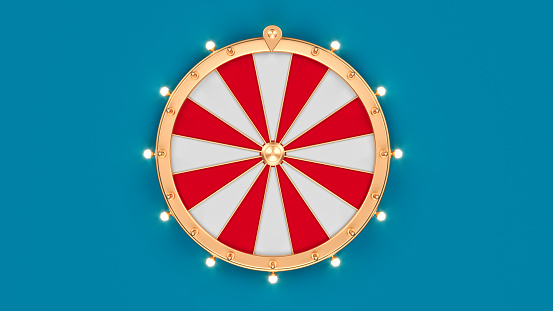 wheel of fortune on blue color background horizontal composition