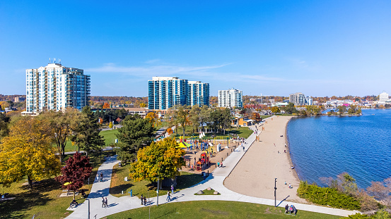 Drone view of Centennial Park and its beach.