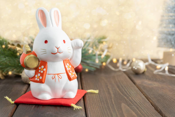 symbol des chinesischen neujahrs des kaninchens - chinesisches neujahr fotos stock-fotos und bilder