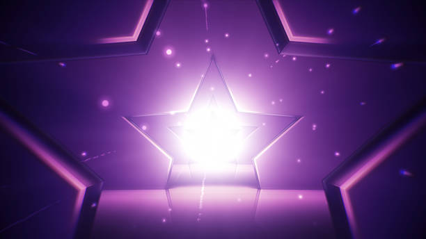 istock Flying forward in Dark Purple Star Shape Futuristic Tunnel 1436165855