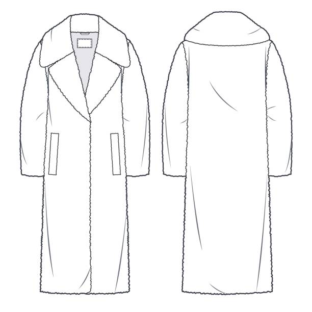 Fur Coat Technical Fashion Illustration Oversize Fur Coat