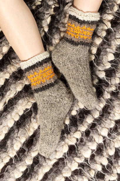 istock Close-up of warm woolen socks. 1436168159