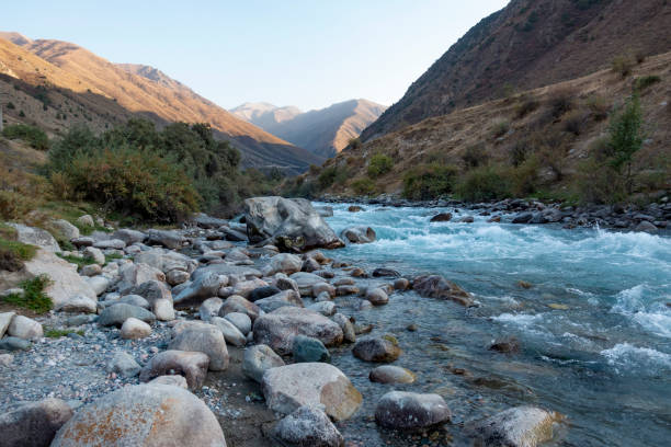 istock Mountain river and forest in summer Kyrgyzstan 1436169675