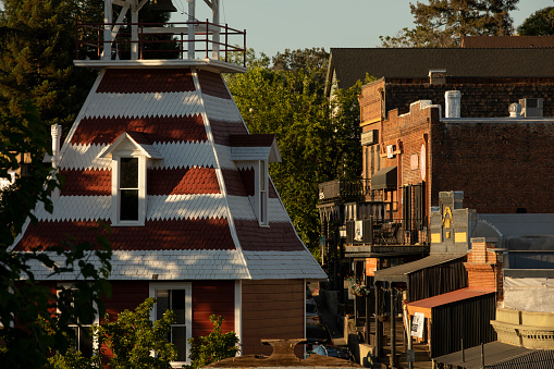 Downtown Buena Vista, Colorado is typical of many small mountain towns, with Victorian era buildings and lamp posts, beautiful scenery, and overflowing flower pots in the summer.  The Town Hall building looks like many others scattered across America.