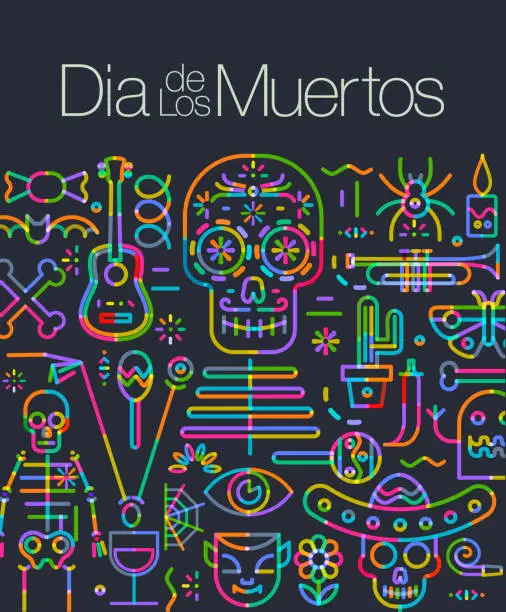 Vector illustration of Day of the Dead (in Spanish), Dia De Los Muertos
