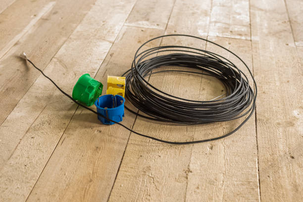 istock multicolored block boxes for sockets on a wooden background. installation of electrical outlets in a wooden house 1436177205