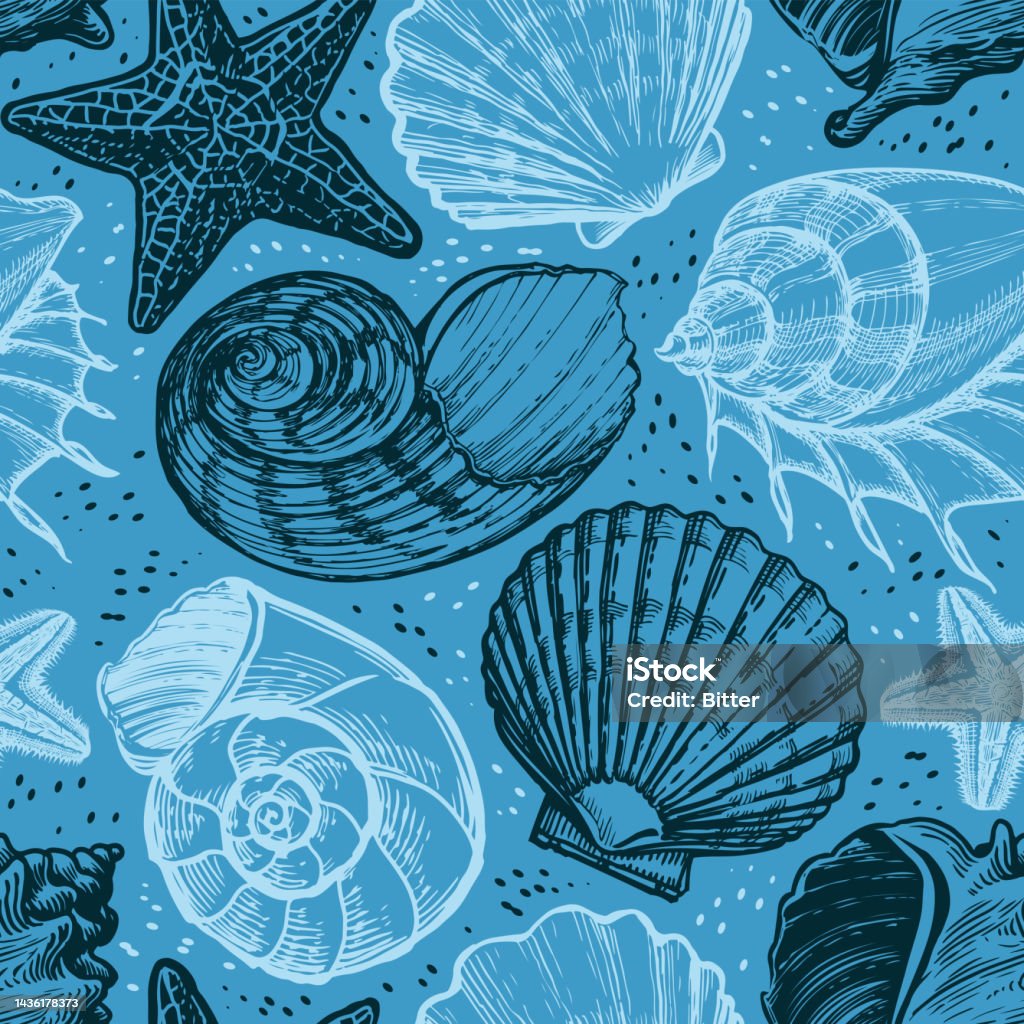 Mini Sea Shell Pattern Background Seashell Seamless Pattern Summer Vacation Marine Background Underwater ...