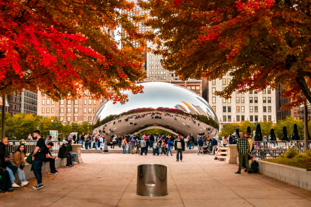 The Bean during sunset stock photo