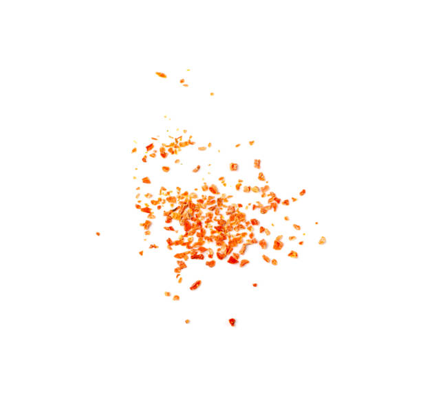 istock Dried Chopped Carrots Isolated on White Top View 1436181017