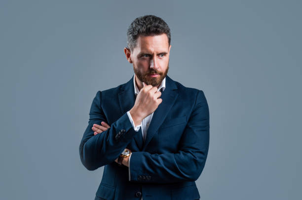 istock Manage Everything. male fashion accessory. man in jacket on grey background. confident businessman with hand watch. need more time. modern life and business success. ceo or boss wear formal clothes 1436181235