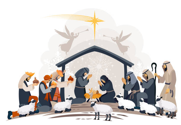 ilustrações de stock, clip art, desenhos animados e ícones de holy night. christmas night. birth of jesus. three wise men. shepherd. - christmas gift christianity isolated objects