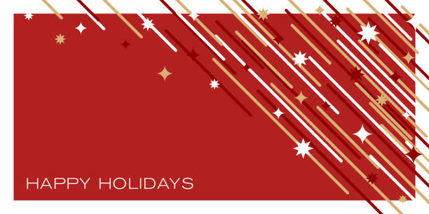 ilustrações de stock, clip art, desenhos animados e ícones de christmas holiday greeting card with stars - vector excitement white red