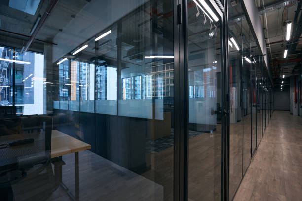 istock Empty room of the office center, corridor, actual high-tech 1436183934