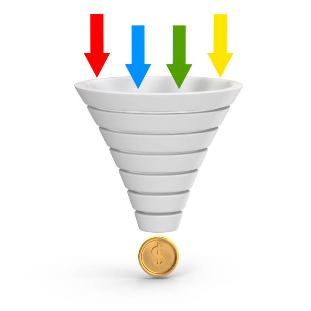 istock Funnel Concept With Arrow and Coin 1436187288