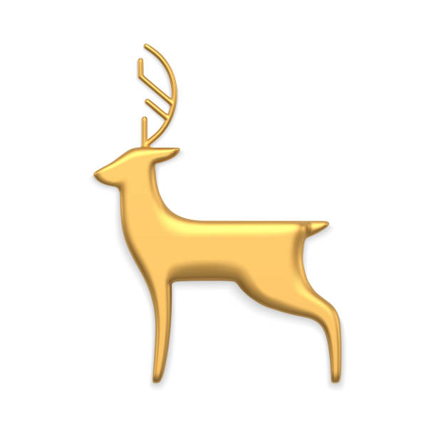 istock Classic north deer golden metallic bauble statuette decorative design side view realistic vector 1436187671