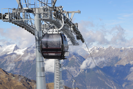 a gondola of the mountain railway in tyrol