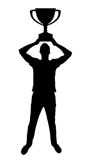 Vector Silhouette Of Business Man With Trophy Stock Illustration ...