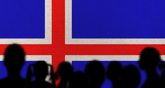 Family with Icelandic Flag.