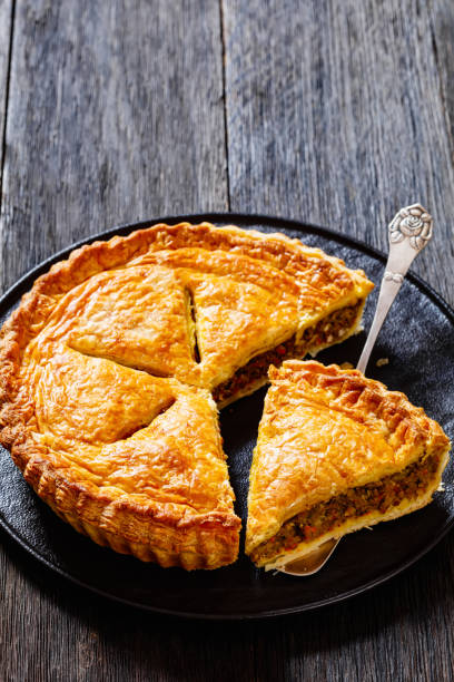 istock Ground Beef Meat Pie on dark wooden table 1436197902