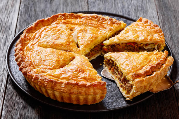 istock Ground Beef Meat Pie on dark wooden table 1436197966