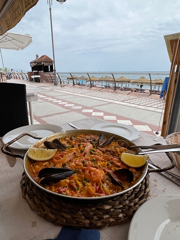 a typical Spanish lobster paella