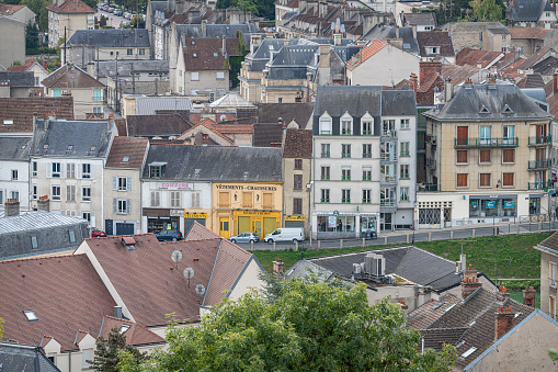 Buildings in the town of Chateau Thierry from the castle., Chateau Thierry, France