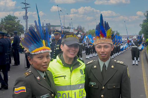 Bogotá ,Colombia July 20., 2017: Parade of the National Police of Colombia.