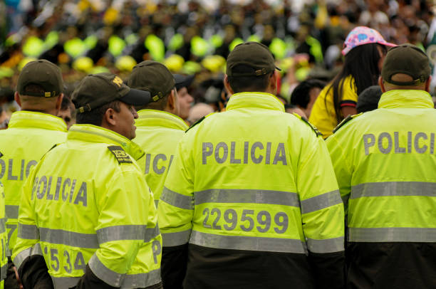 Bogotá ,Colombia July 20., 2017: Parade of the National Police of Colombia.