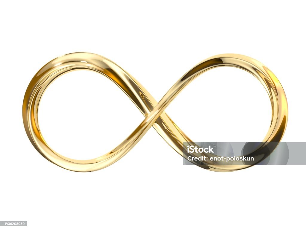 golden infinity symbol golden infinity symbol on white Infinity Stock Photo