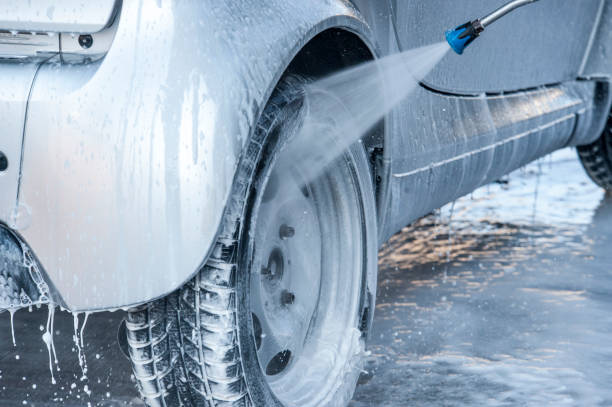 istock Washing a car with pressure. 1436210733