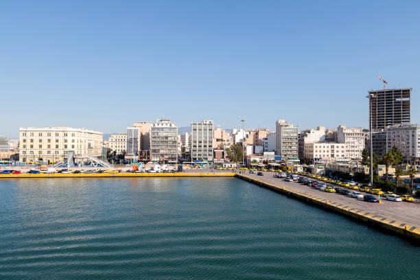 The Port of Pireus near Athens, largest Greek seaport, located in the Mediterranean Sea basin, Greece.