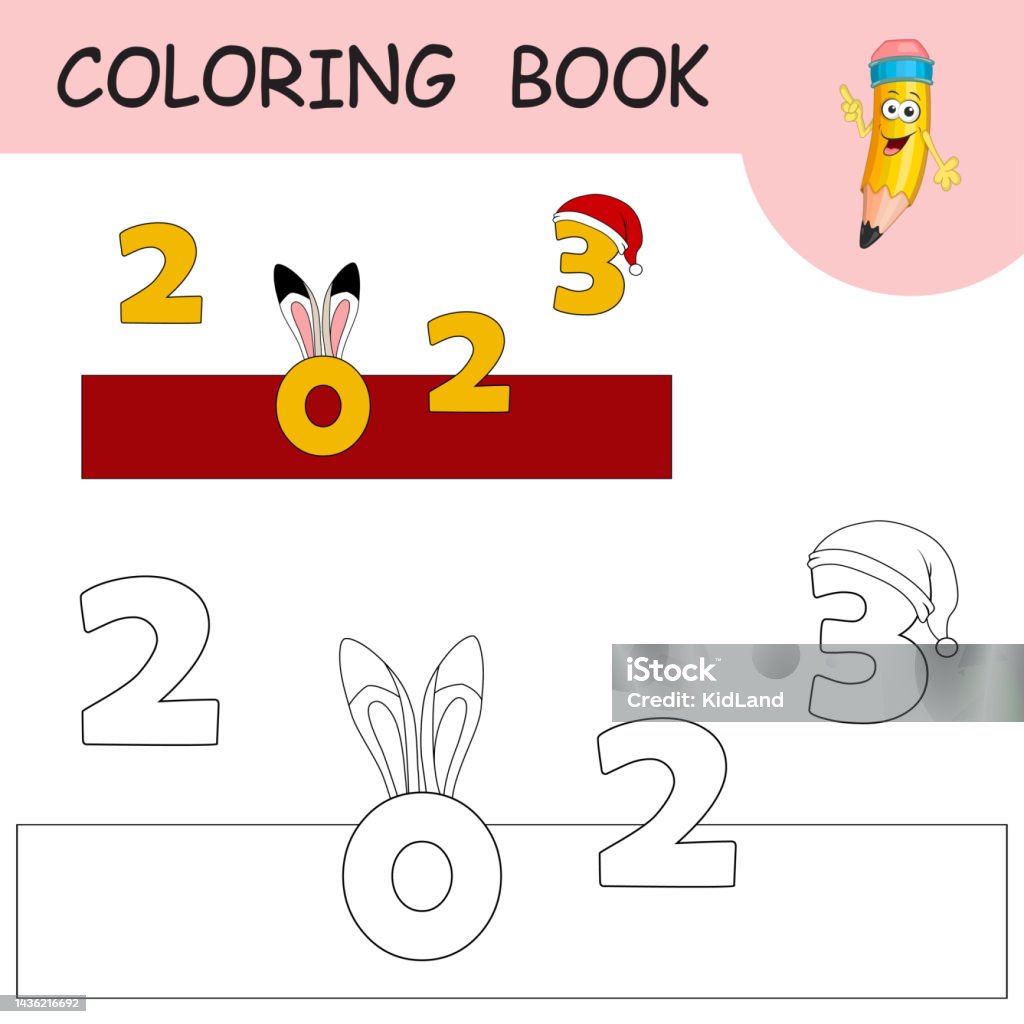 Ilustración de Libro Para Colorear Con Orejas De Conejo De Dibujos Animados Y Sombrero De Claus En Números 2023 Ejemplo Incoloro Y Color Liebre En La Página Para Colorear Hoja De Trabajo Ilustración de Libro Para Colorear Con Orejas De Conejo De Dibujos Animados Y Sombrero De Claus En Números 2023 Ejemplo Incoloro Y Color Liebre En La Página Para Colorear Hoja De Trabajo