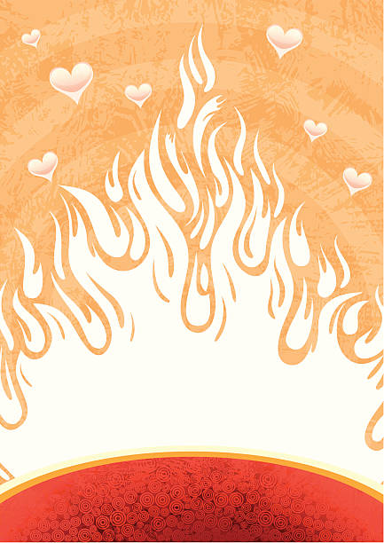 Fire of love vector art illustration