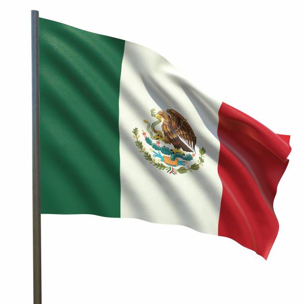 istock flag of Mexico waving in the wind on a white background 3d-rendering 1436228092