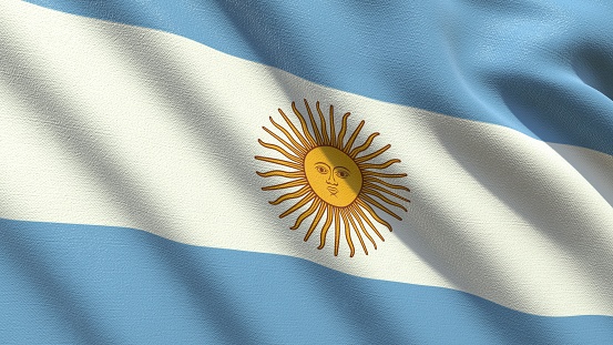 flag of Argentina waving in the wind 3d-rendering.