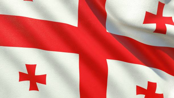 istock Flag of Georgia, with fabric texture 3d-rendering 1436229129