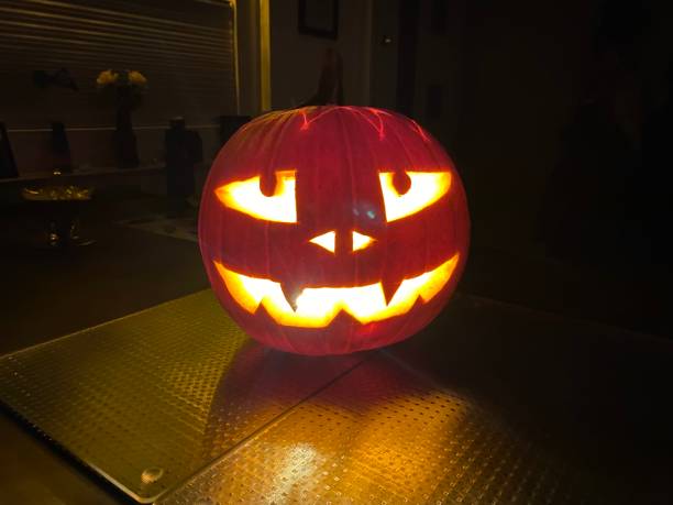istock Carved halloween pumpkin 1436231970