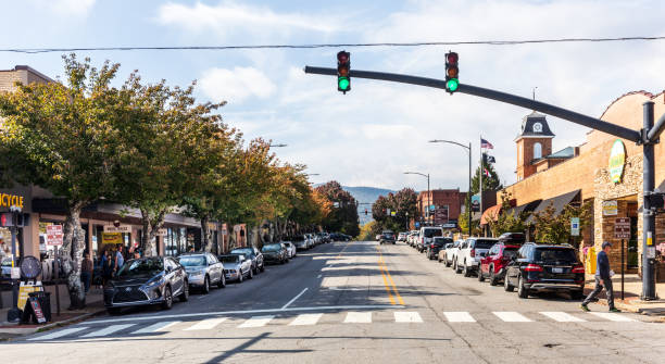 View down Main St., Brevard, NC stock photo