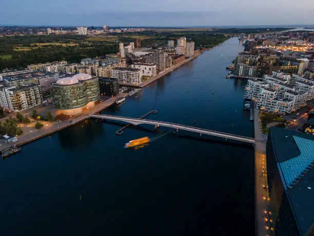 Photo of Beautiful aerial view of the Canal in Kobenhavns Havn