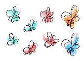 istock Abstract floral illustrations and watercolor. 1436237076