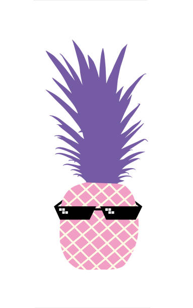 Illustration of pineapple wearing hipster  sunglasses isolated on white vector art illustration