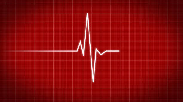 istock Heart rate monitor on red background. illustration 1436241258