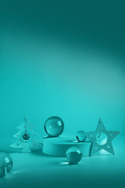 istock Christmas podium stands with decorations and glass spheres. 1436248689