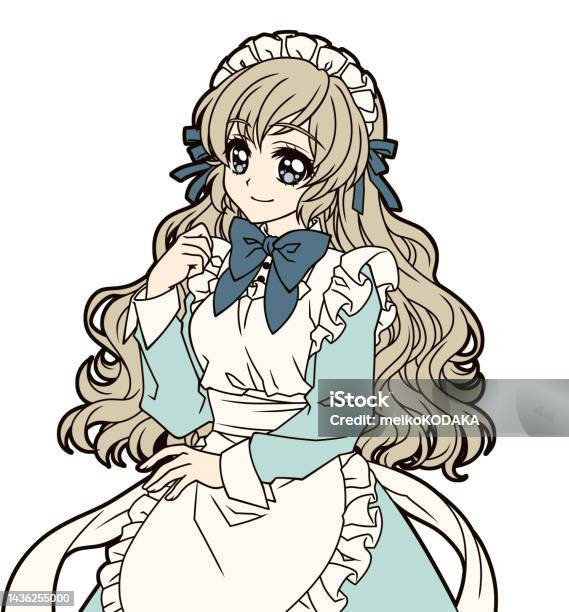 Clip art of animestyle girl in maids uniform stock illustration Clip art of animestyle girl in maids uniform stock illustration