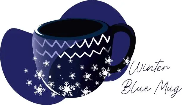 Vector illustration of Winter handle blue mug