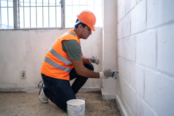 istock Young painter - construction worker painting a wall indoors 1436256946