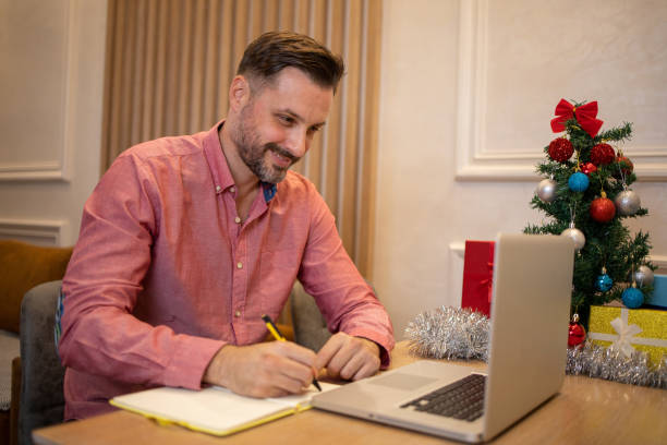 istock Happy man celebrating Christmas 1436257041